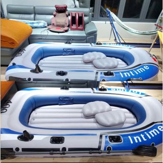 Thuyền hơi thuyền phao xuồng câu cá INTIME 3-4 người lớn dày rộng cao cấp chắc chắn + 6 phụ kiện