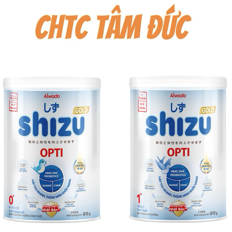 Sữa bột Aiwado Shizu Opti Gold 0+,1+810g