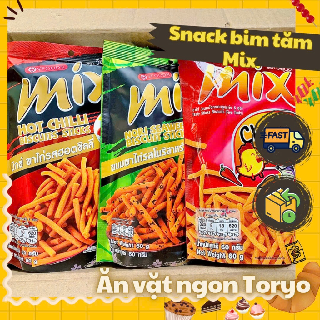 Snack bim tăm Mix Thái Lan hiệu Vfoods (gói 50g)