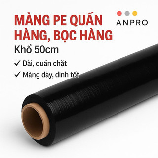 Màng PE Quấn Hàng Màu Đen 3kg- Cuộn Màng Chít Siêu Dính - Quấn Pallet, bọc hàng hóa