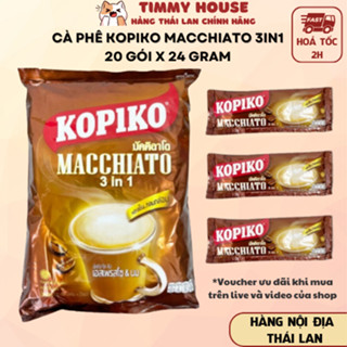 Cà Phê Sữa Kopiko Macchiato 3in1 Thái Lan Cafe Sữa Hòa Tan Thơm Ngon Đậm Vị Gói Lớn HSD 05/2026