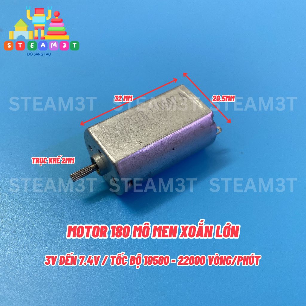 Motor 180 3V - 7.4V trục khế tốc độ 10500 - 19550 RPM - LK0384