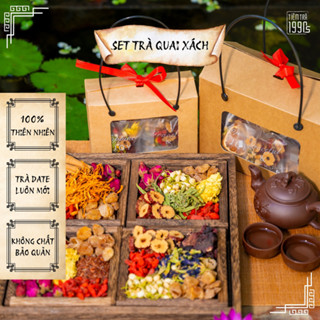 Set Trà Thảo Mộc Quà Tặng Tiệm Trà 1990s hộp quà tặng kèm thiệp, trà hoa giúp ngủ ngon an thần, dưỡng nhan, giảm cân
