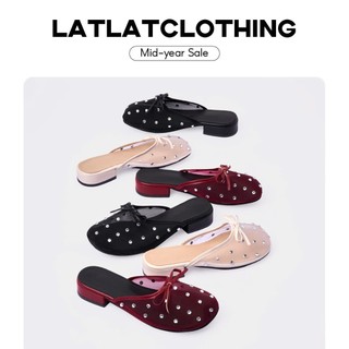  Giày búp bê lưới đính đá đế cao 1.5cm đế thiết kế chống trơn trượt bám tốt - latlatclothing 