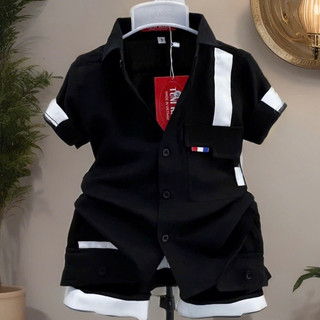  Set bộ đồ công tử cho bé trai màu nâu trắng đen thiết kế quần túi hộp đẹp lạ lên dáng khỏe năng động có size đại 
