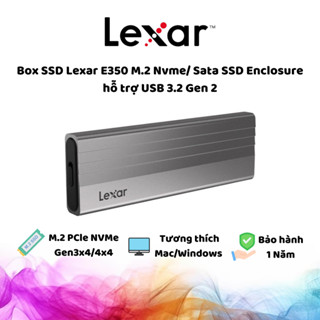  Box SSD Lexar E350 M.2 Nvme  Sata SSD Enclosure hỗ trợ USB 3.2 Gen 2 Tốc độ cao 10Gbps Bảo hành chính hãng 12 tháng 