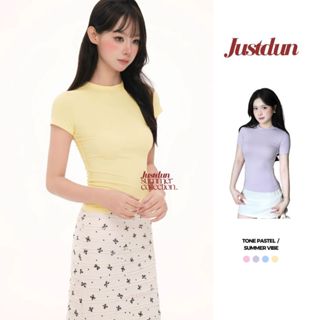 Áo thun ôm body cotton lông mịn co giãn Justdun B18 - Tông màu Pastel
