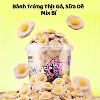 [Combo 50 cái] Bánh thưởng thịt gà trứng sữa dê mix bí đỏ - Snack thưởng cho chó mèo hamster
