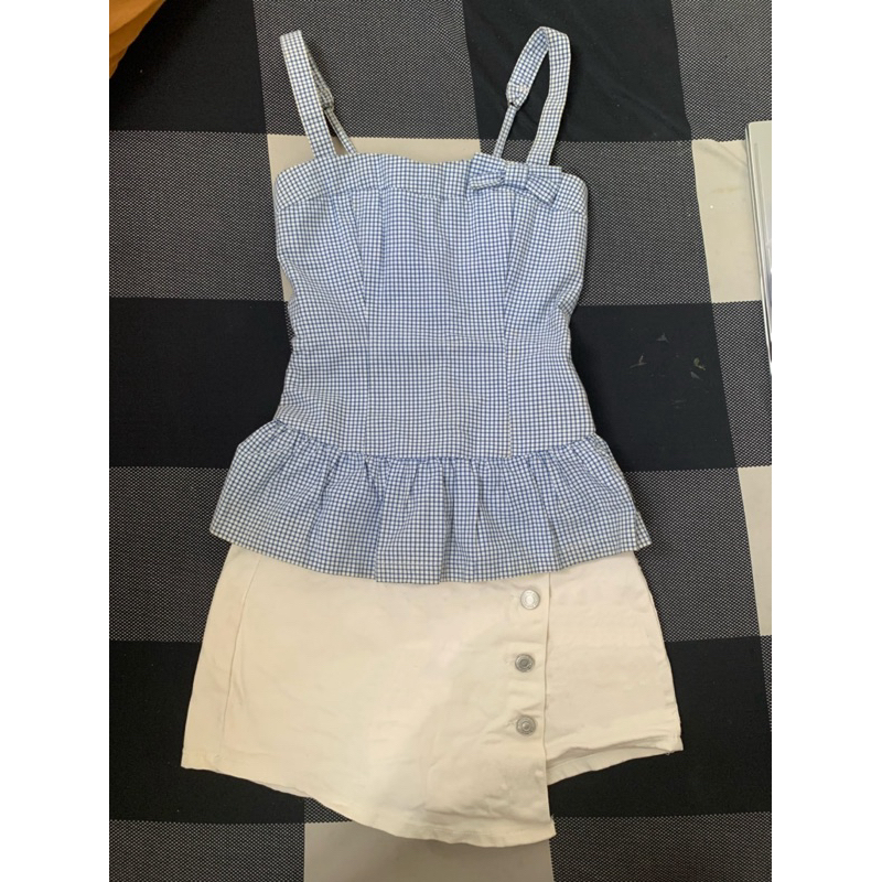 [Pass/2hand] Quần giả Chân váy Jean trắng S