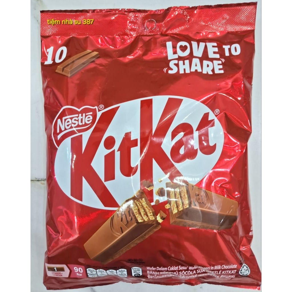 Bánh socola Kitkat Nestle' gói 10 thanh 17g (gói 170g)( trời nóng vui lòng bỏ tủ lạnh trước khi ăn)