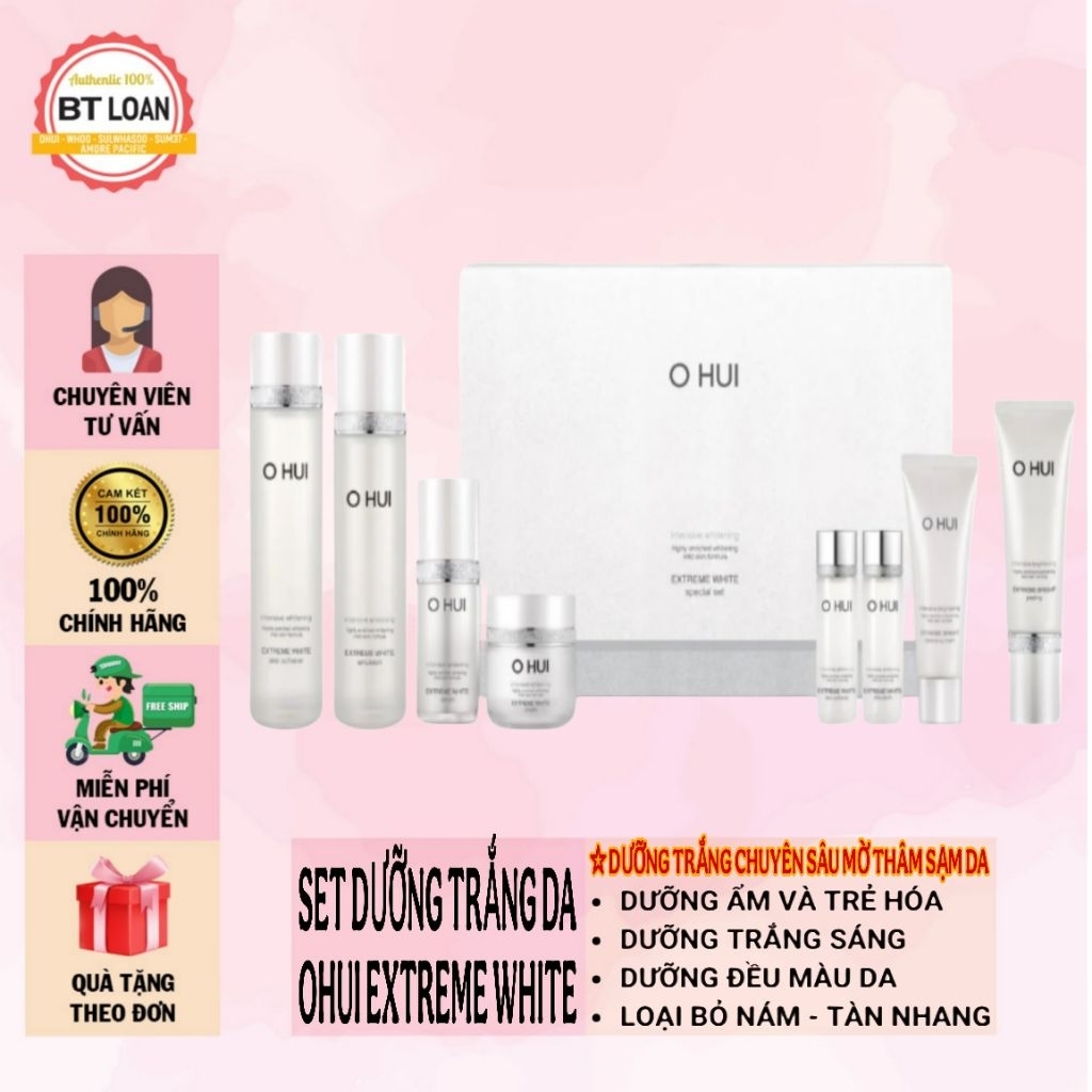 Set Dưỡng Trắng Da mờ thâm sạm da OHUI Extreme White Full