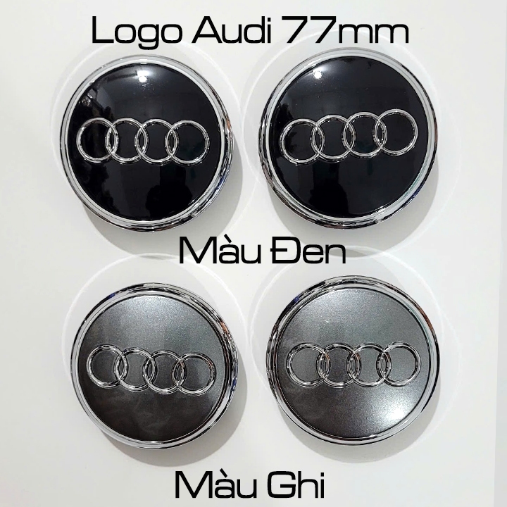 <Audi> Ốp chụp mâm cho xe Audi, Logo xe Audi ốp mâm (Lazang) (đường kính 77mm). Q3, Q5, Q7.  Chất li