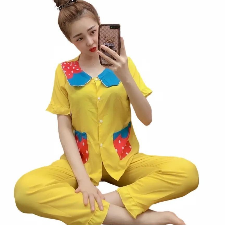 Bộ pijama kate lụa, quần dài, ảnh thật