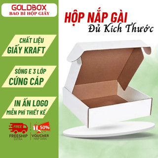Combo 10 Hộp CARTON Nắp Gài Trắng Sẵn Đủ Size, Giấy KRAFT TRẮNG Sóng E 3 Lớp Cứng Cáp Hộp Giấy Gói Hàng, Đóng Hàng