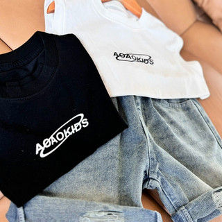  Quần Áo Trẻ Em 2025,Bộ Sát Nách Cho Bé Trai Gồm Áo Cotton Và Quần Ngố Jeans From Hàn Quốc Rộng Rãi Size 12-38kg B0033 