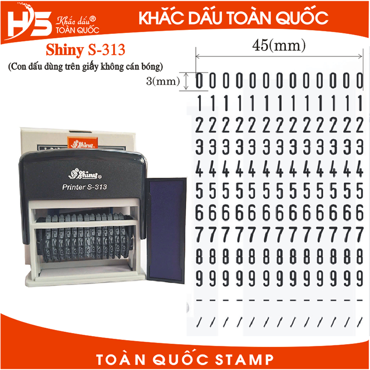 Con dấu 13 dãy số, số cao 3(mm) liền mực Shiny S-313