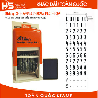 Con dấu 6 dãy số, số cao 3 xoay tay liền mực Shiny Pet-309