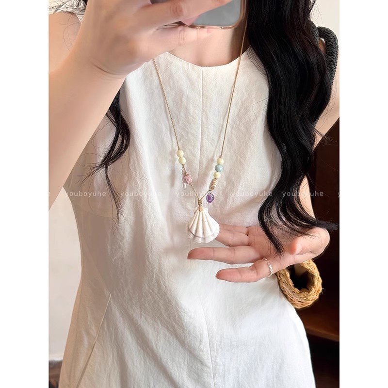 Dây chuyền vỏ sò trắng vintage đi biển xinh xắn cho nữ, dây chuyền đi biển hot 2025 ponnie | BigBuy360 - bigbuy360.vn