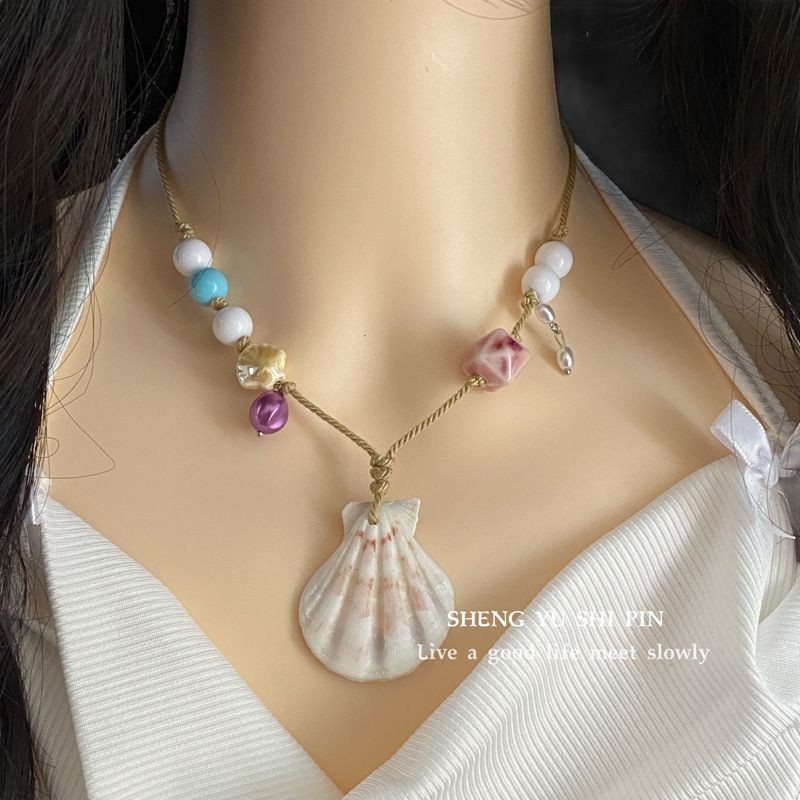 Dây chuyền vỏ sò trắng vintage đi biển xinh xắn cho nữ, dây chuyền đi biển hot 2025 ponnie | BigBuy360 - bigbuy360.vn