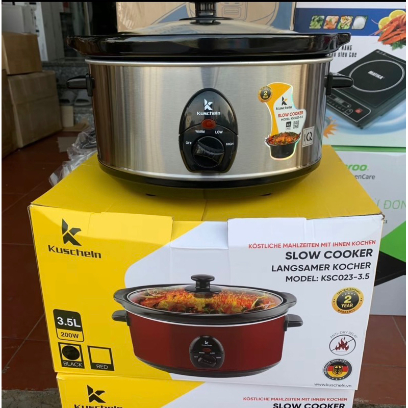 Nồi nấu chậm,nồi hầm chậm KUSCHELN 3,5l,công suất 2000w hầm xương,kho cá,nấu cháo