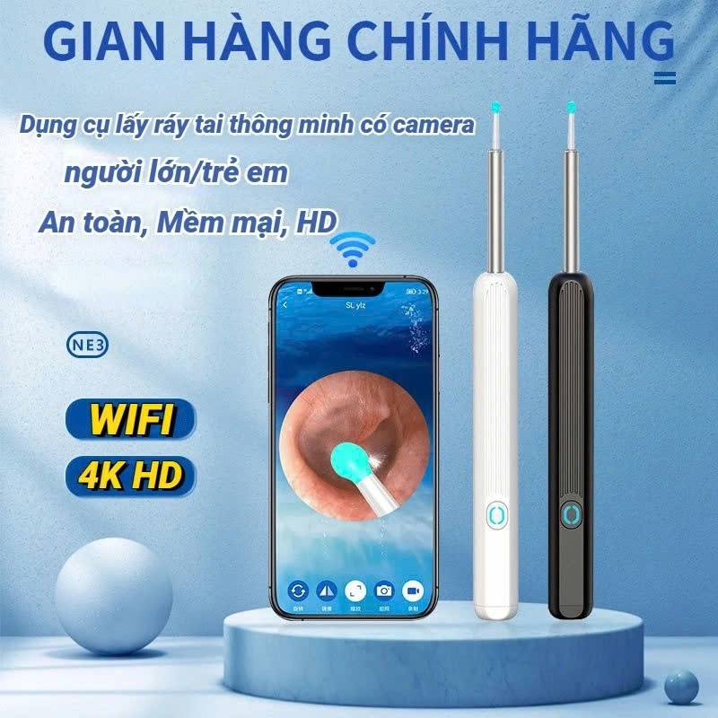 Dụng Cụ Lấy Ráy Tai Có Gắn Camera Nội Soi Full HD Đa Năng - Kết Nối Điện Thoại - Bảo Hành 12 Tháng