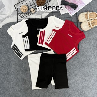  Set Bộ Áo Ba Lỗ Dáng Ngắn Phối Quần Legging Đùi Cho Bé Gái - SIMEEFA-BBLSLGN 
