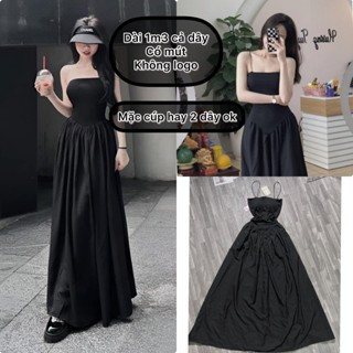  Váy maxi 2 dây dáng xòe đầm nữ dài dự tiệc mùa hè mặc ống cũng được G53 