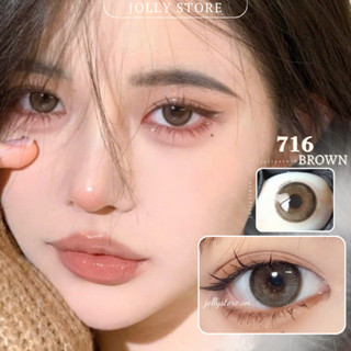  Lens Kính áp tròng 716 Brown LUNA EYES giãn vừa 14.2mm JOLLY STORE 