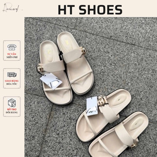 Dép sandal Z nữ quai ngang bản to thời trang Hàn Quốc đế bằng êm chân kiểu dáng basic 6300