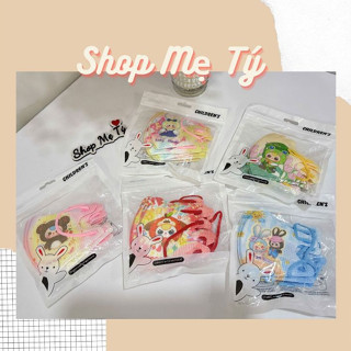 Khẩu trang túi 10 chiếc vải lụa họa tiết labubu, babythree cho bé mẫu mới 2025 từ 0 đến 2 tuổi