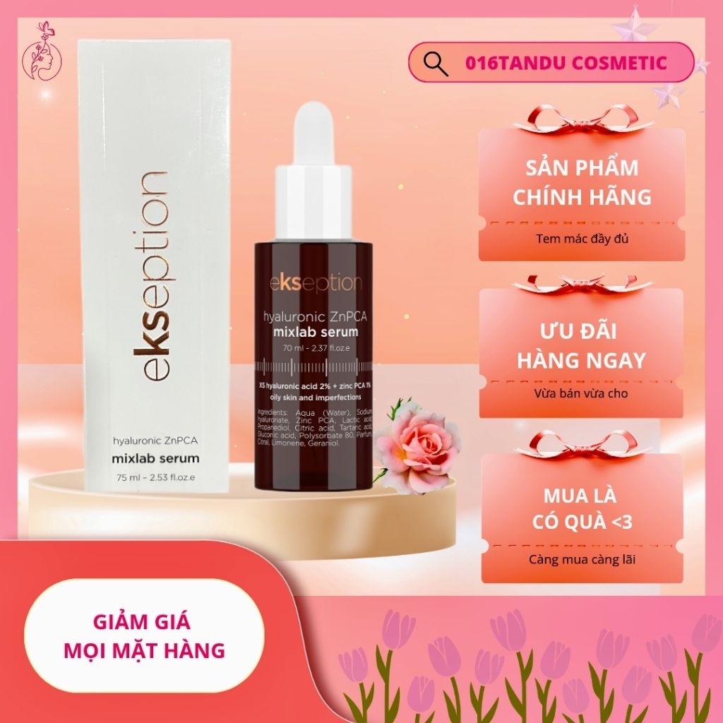 Ekseption Serum Hyaluronic ZnPCA, HA + 1% ZnPCA giảm mụn, kiềm dầu 75ml