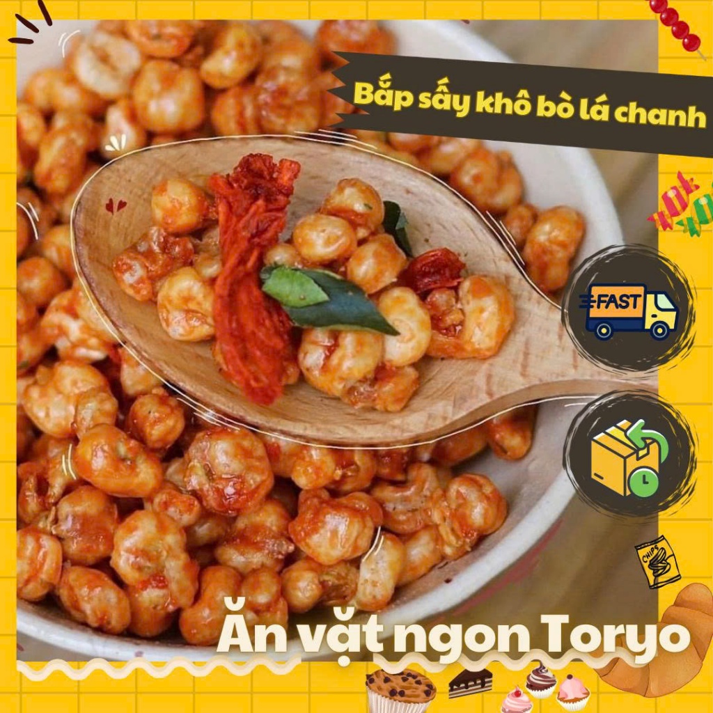 Bắp sấy khô bò lá chanh, ngô bò lá chanh (500g)