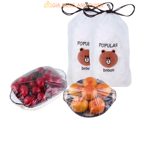 Túi màng bọc thực phẩm JYoohome chất liệu PE co dãn có chun siêu dai, Túi gấu bọc đồ ăn - GDAT88