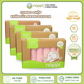[COMBO SIÊU TIẾT KIỆM] 4 Hộp khăn sữa sợi tre Organic Cotton Mềm mại Nappi (6 chiếc/hộp)