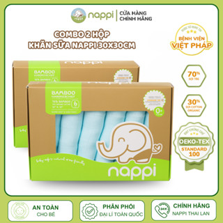 Combo 2 Hộp khăn sữa sợi tre Organic Cotton Mềm mại Nappi 30x30cm (6 chiếc/hộp)