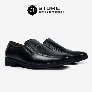 Giày Trung Niên Nam Màu Đen Da Bò Nguyên Tấm J1, Giày Tây Lười Nam Sang Trọng Lịch Lãm