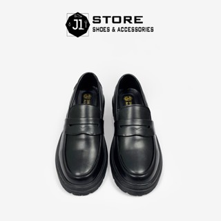Giày Penny Loafer Full Black J1, Giày Lười Da Nam Đế Cao Su Đúc Nguyên Khối
