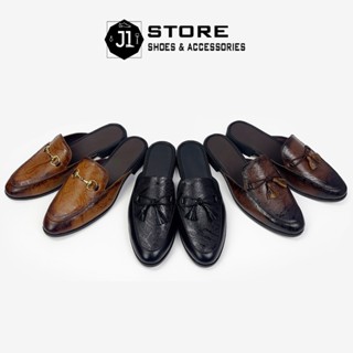 Giày Sục Nam Leather Slip On Da Bò Nguyên Tấm J1, Sục Nam Trẻ Đế Cao Su Đúc Nguyên Khối