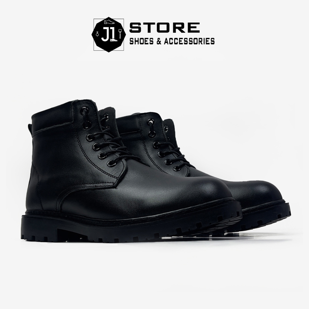 Giày Combat Boots Task Force Da Bò Nappa J1, Giày Boot Cổ Lửng Đế Cao Su Đúc Nguyên Khối