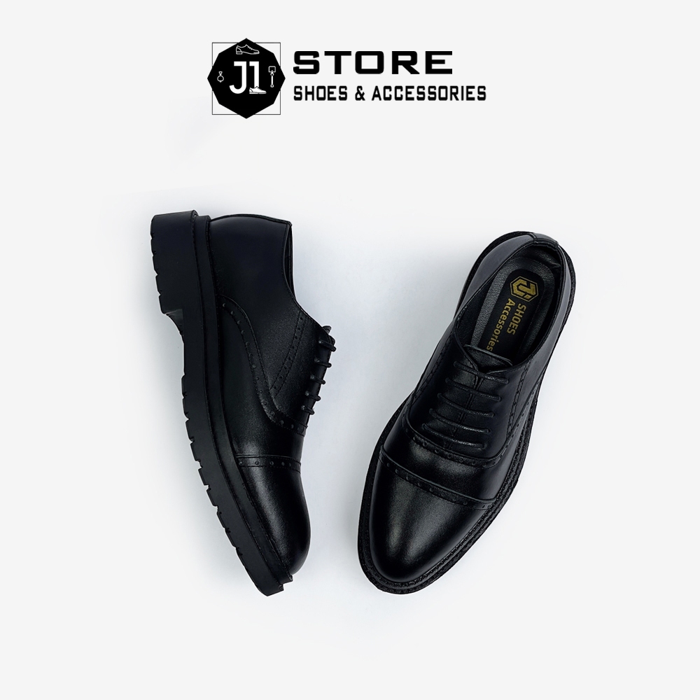 Giày Oxford Ultra Da Bò Nappa J1, Giày Tây Nam Đế Cao Su Hai Tầng Tăng Chiều Cao 4cm