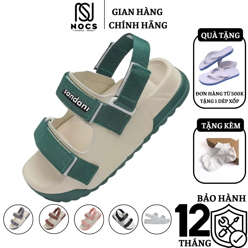 [Nên tăng 1 size] Giày Sandal Nữ SONDONI S1 NOC Dép Quai Hậu Nữ 2 Quai Ngang Be Phối Xanh Lá Nhạt.