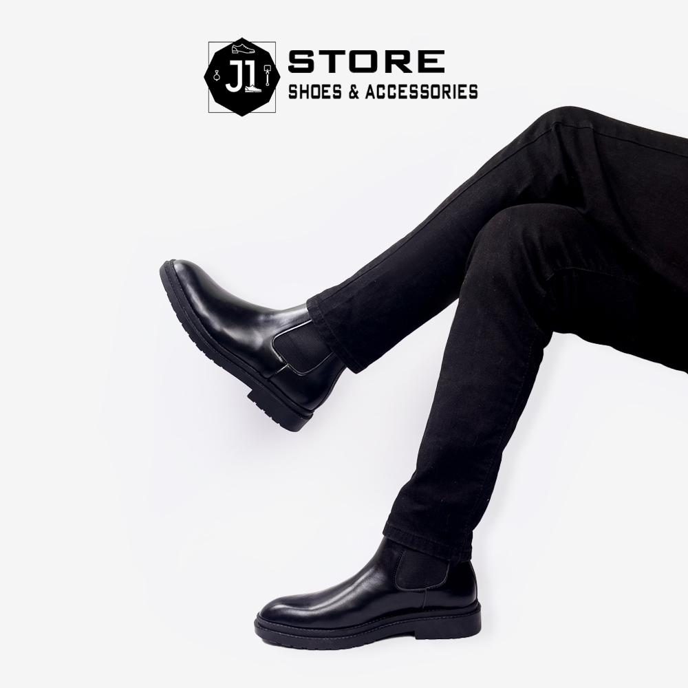 Giày Chunky Chelsea Boot Da Nguyên Tấm J1, Chelsea Boot Nam Đế Tăng Chiều Cao 4cm