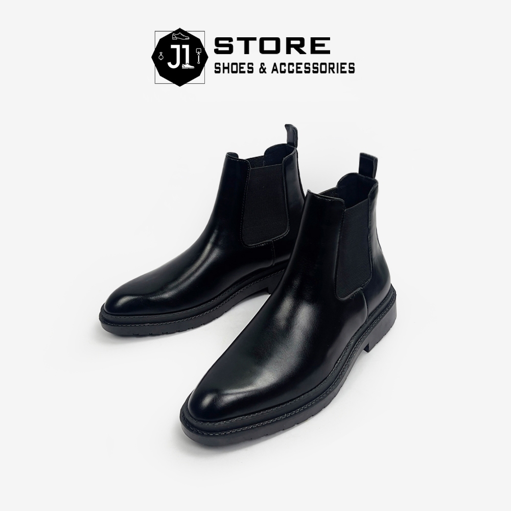 Giày Chelsea Boot Chunky Đế Hai Tầng J1, Chelsea Boot Nam Da Tấm Đế Tăng Chiều Cao 4cm