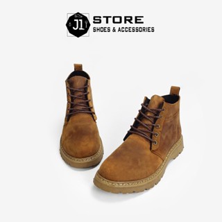 Giày Boot Nam Crazy Horse Da Ngựa Sáp J1, Giày Boot Nam Cổ Lửng Đế Cao Su Phong Cách Cá Tính