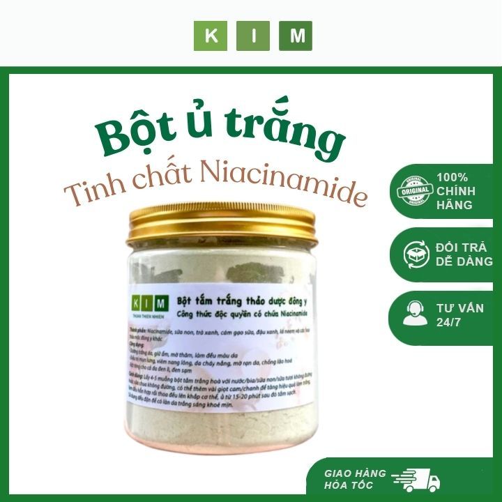 Bột ủ trắng Niacinamide độc quyền Spa tắm trắng thuần chay homemade Kim - Thuần Thiên Nhiên trắng da dưỡng da nâng tone