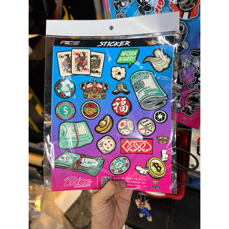 Tem dán Kit sticker Rai combo cờ bạc ricedecal