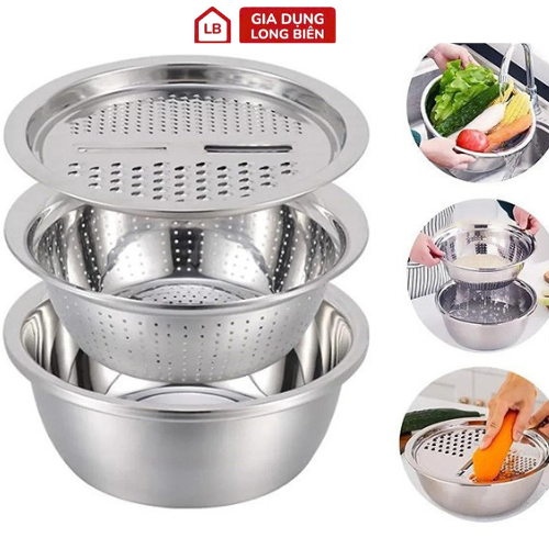 Bộ Rổ Nạo Inox Đa Năng - Dụng Cụ Bếp Tiện Ích Cho Nhà Nội Trợ