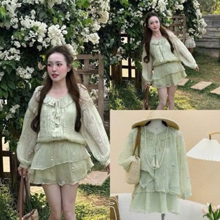 S931 (TÁO ĐỎ BIGSIZE 55-90KG) SET BABYDOLL HOA CỔ BẺ TAY PHỒNG + CHÂN VÁY