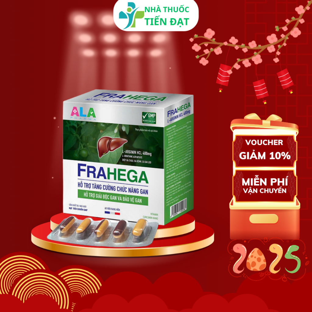 Viên Uống Hỗ Trợ Giải Độc Gan Frahega TPP-France – L-Arginin 400mg, Diệp Hạ Châu, Cà Gai Leo, Nano C