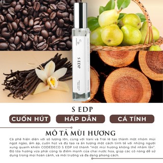 Tinh dầu thơm nữ CODEDECO S EDP 10ml dạng xịt - Cuốn hút, Hấp dẫn, Cá tính